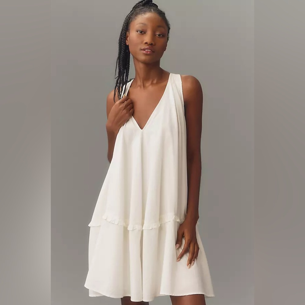 Anthropologie White Sleeveless Dress